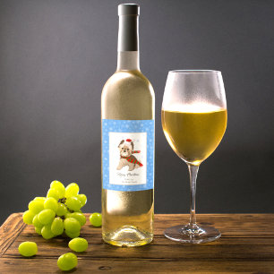 Rótulo De Garrafa De Cerveja Yorkie De Natal Adorável Em Santa Hat Flocos De Ne