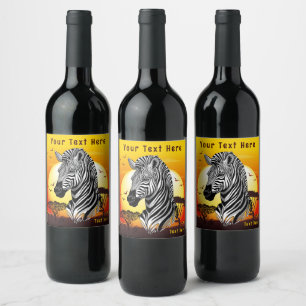 Rótulo De Garrafa De Cerveja Zebra African Savanna Wild Animal