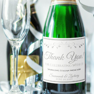 Rótulo de Garrafa de Champagne de Casamento pratea