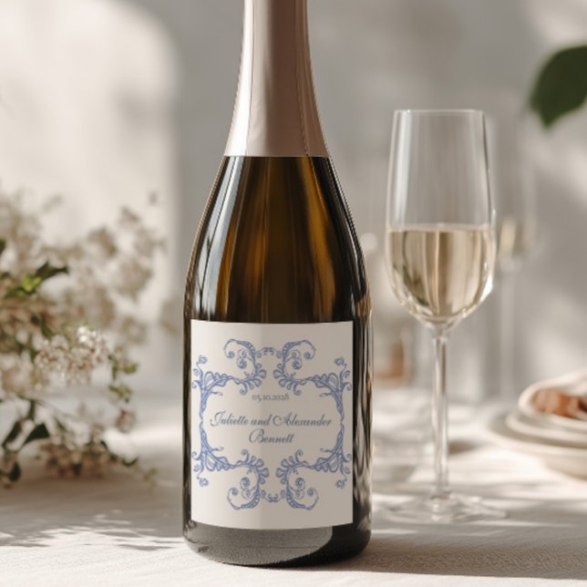 Rótulo de Garrafa de Champanhe de Casamento Barroc (Criador carregado)