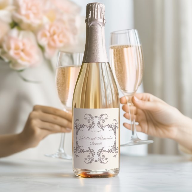 Rótulo de Garrafa de Champanhe de Casamento Barroc (Criador carregado)