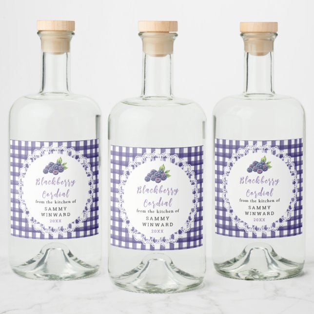Rótulo de Garrafa de Cordial de Amora Caseiro (Garrafas)