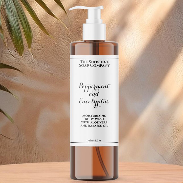 Rótulo de garrafa de cosméticos em fonte cursiva i (Criador carregado)