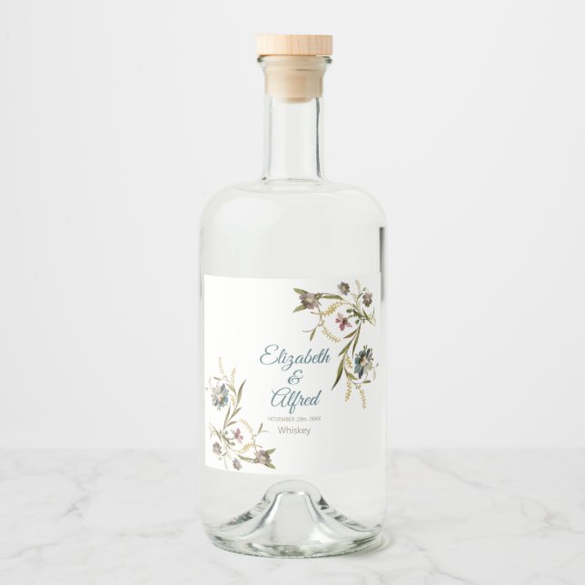 Rótulo de Garrafa de Licor de Vinha Floral (Frente)
