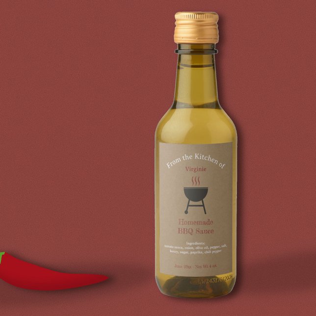 Rótulo de Garrafa de Molho de Barbecue Kraft & Rus (Kraft & Rustic Barbecue Sauce BBQ Bottle Label)
