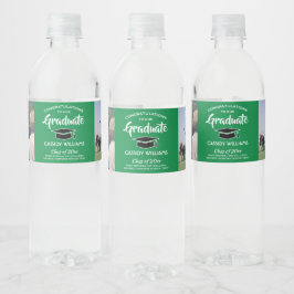 Rótulo De Garrafa De Vinho 2 Fotos Parabéns Formatura Verde Branco e Preto