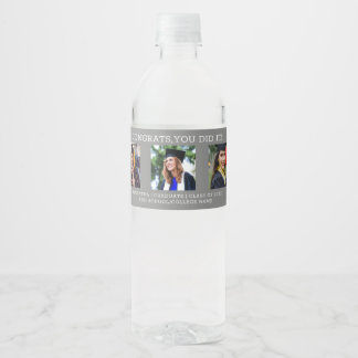 Rótulo De Garrafa De Vinho 3 Colagem de Fotos Parabéns Graduado Graduação Cin