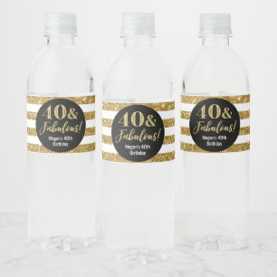 Rótulo De Garrafa De Vinho 40 e Douradas faixas de cinzas de aniversário