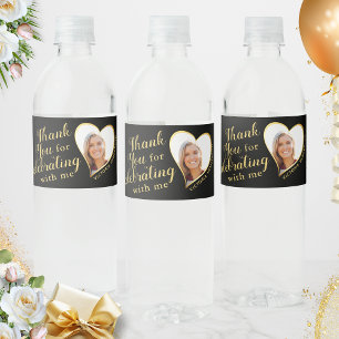 Rótulo De Garrafa De Vinho 50 e Fabuloso Aniversário Negro Dourado Obrigado