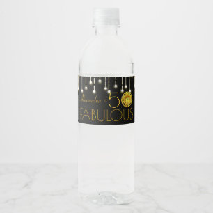 Rótulo De Garrafa De Vinho 50 E Fabuloso Dourado Na Flor De Cactus Amarela Pr