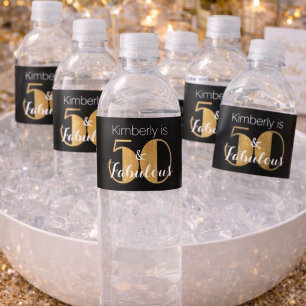 Rótulo De Garrafa De Vinho 50 e Fabuloso Ouro Festa de Aniversário Personaliz