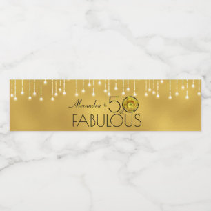 Rótulo De Garrafa De Vinho 50 E Preto Fabuloso Em Flor De Cactus Amarelo Dour