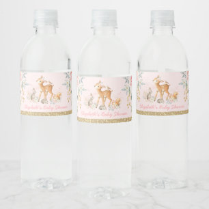 Rótulo De Garrafa De Vinho A floresta da menina cora chá de fraldas floral