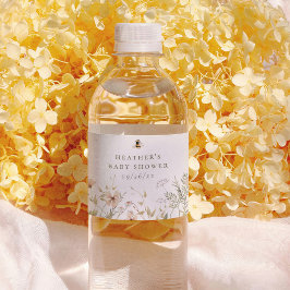 Rótulo De Garrafa De Vinho A Little Wildflower Boho Bee Girl Baby Shower