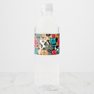 Rótulo De Garrafa De Vinho A multidão de gatos