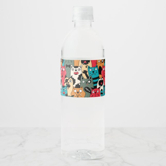 Rótulo De Garrafa De Vinho A multidão de gatos (Frente)