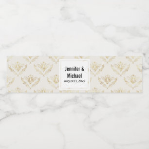 Rótulo De Garrafa De Vinho Abelha ouro com um Casamento de Padrão Coroa