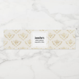 Rótulo De Garrafa De Vinho Abelhas de ouro com padrão coroa