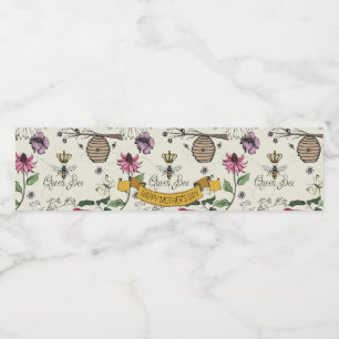 Rótulo De Garrafa De Vinho Abelhas Rainhas Douradas, amarelas, pretas e coroa