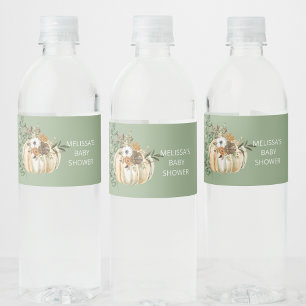 Rótulo De Garrafa De Vinho Abóbora de outono rústica flor marrom rústica