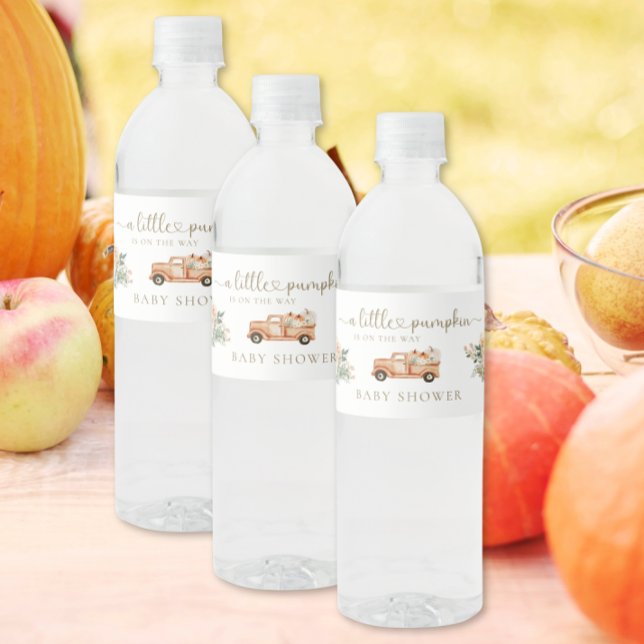 Rótulo De Garrafa De Vinho Abóbora Outono Caminhão Laranja Neutro Chá de Bebê (Criador carregado)