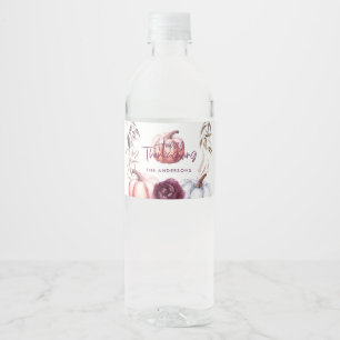 Rótulo De Garrafa De Vinho abóbora púrpura queda floral graças à ação