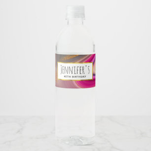 Rótulo De Garrafa De Vinho Abstrato cor-de-rosa e preto com festa Dourada de 