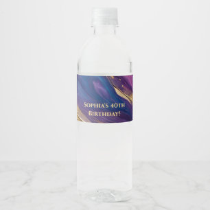Rótulo De Garrafa De Vinho Abstrato- Fluxo de Arte - Azul, Púrpura, rosa e Do