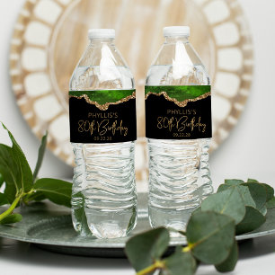 Rótulo De Garrafa De Vinho Agate Dourado Verde 80 Festa de aniversário