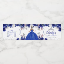 Água Royal Blue Silver Princess Quinceañera