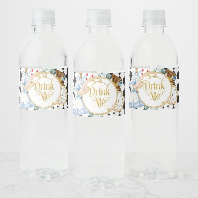 Rótulo De Garrafa De Vinho Alice Wonderland, festa de chá de ódio louco, beba (Garrafas)