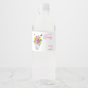 Rótulo De Garrafa De Vinho Amor No Bloom Floral Wedding