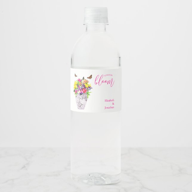 Rótulo De Garrafa De Vinho Amor No Bloom Floral Wedding (Frente)
