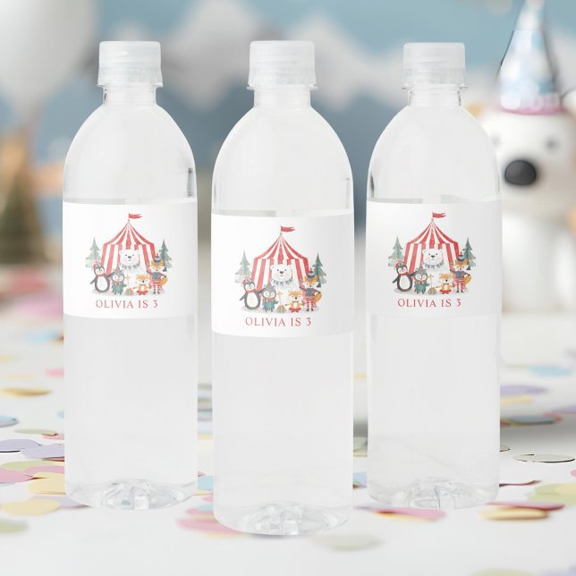 Rótulo De Garrafa De Vinho Animais de Circo de Inverno (Criador carregado)