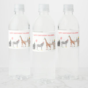 Rótulo De Garrafa De Vinho Animais de festa Aniversário Selvagem Um Rótulo de