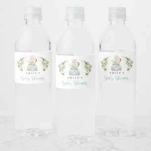 Rótulo De Garrafa De Vinho Animais De Safari Floral Azul Conduzem Por Chá de