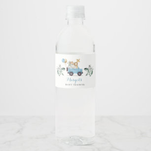 Rótulo De Garrafa De Vinho Animais Safari Conduzem Por Chá de fraldas Verde 
