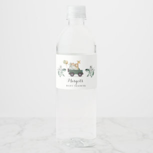 Rótulo De Garrafa De Vinho Animais Safari Conduzem Por Chá de fraldas Verde 