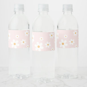 Rótulo De Garrafa De Vinho Aniversário boho margarida rosa
