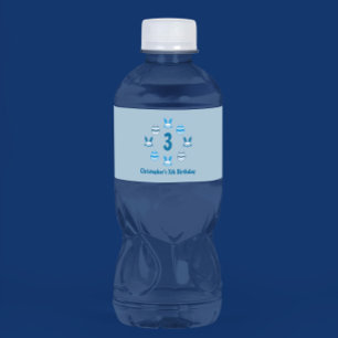 Rótulo De Garrafa De Vinho Aniversário de 3 anos Páscoa azul
