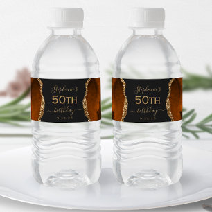 Rótulo De Garrafa De Vinho Aniversário de 50 anos Moderno Laranja Queimado Do