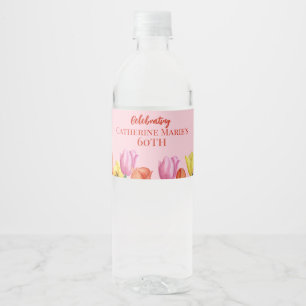 Rótulo De Garrafa De Vinho Aniversário de 60 anos Floral