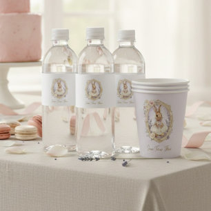 Rótulo De Garrafa De Vinho Aniversário de Coelho Personalizado em Aquarela Vi