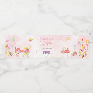 Rótulo De Garrafa De Vinho Aniversário de criança de aquarelas de fada