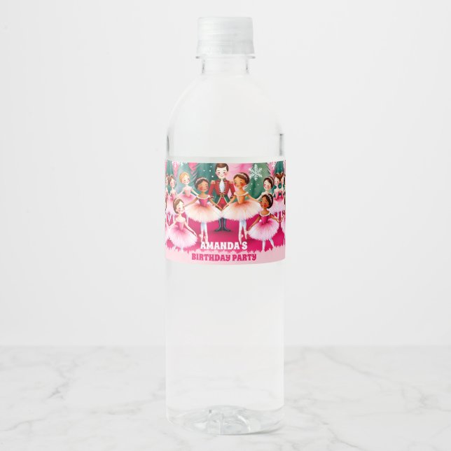 Rótulo De Garrafa De Vinho Aniversário de criança de Nutcracker Ballerina de  (Frente)