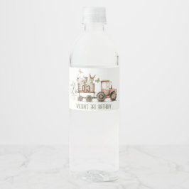 Rótulo De Garrafa De Vinho Aniversário de criança de Trator de Animais de Cri