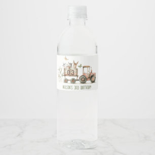 Rótulo De Garrafa De Vinho Aniversário de criança de Trator de Animais de Cri