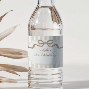 Rótulo De Garrafa De Vinho Aniversário de Listra Marrom Neutra