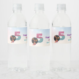 Rótulo De Garrafa De Vinho Aniversário do 5 de Sereia Afro-Americano