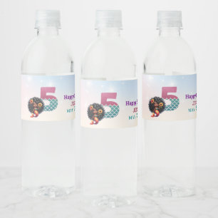 Rótulo De Garrafa De Vinho Aniversário do 5 de Sereia Afro-Americano